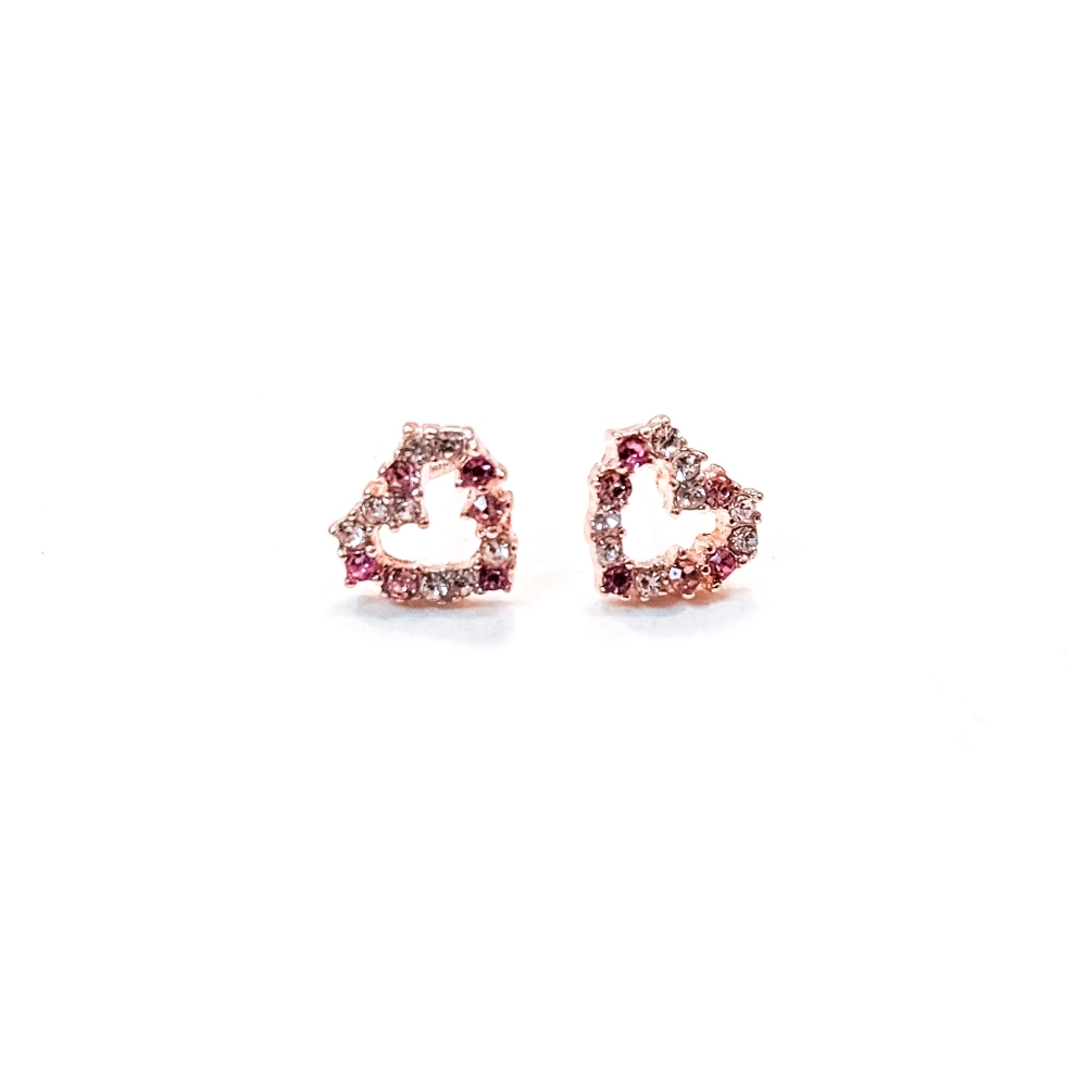 Tiny Gold Heart Earrings - Picture 4 of 7